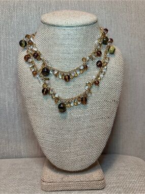 Vintage Joan Rivers Earth Tone Multi Strand Cluster Bead Necklace